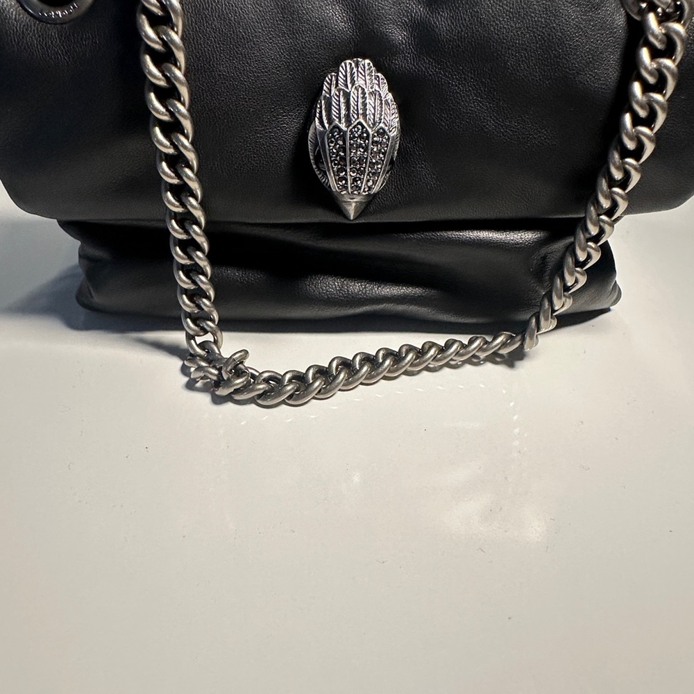 Kurt Geiger 100% Black Leather Bag with Silver Chain